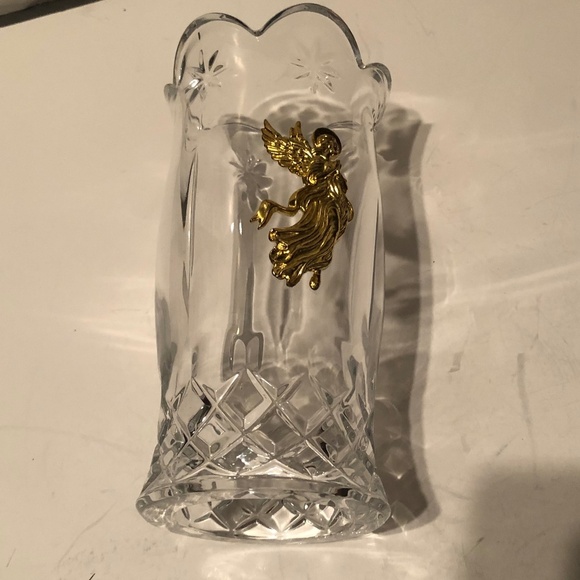 Teleflora 24% lead crystal candle cover with gold angel embellishment like new - Picture 1 of 6
